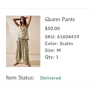 free people Quinn pants - color: scales (mint green/sage)